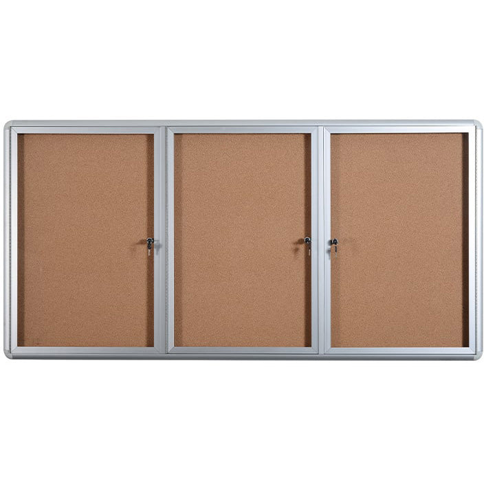 VT1620101230 Enclosed Locking Swing Doors Cork Bulletin Board, Indoor Wall Mounting Message Corkboard, 36" x 72", Aluminum Frame by MasterVision