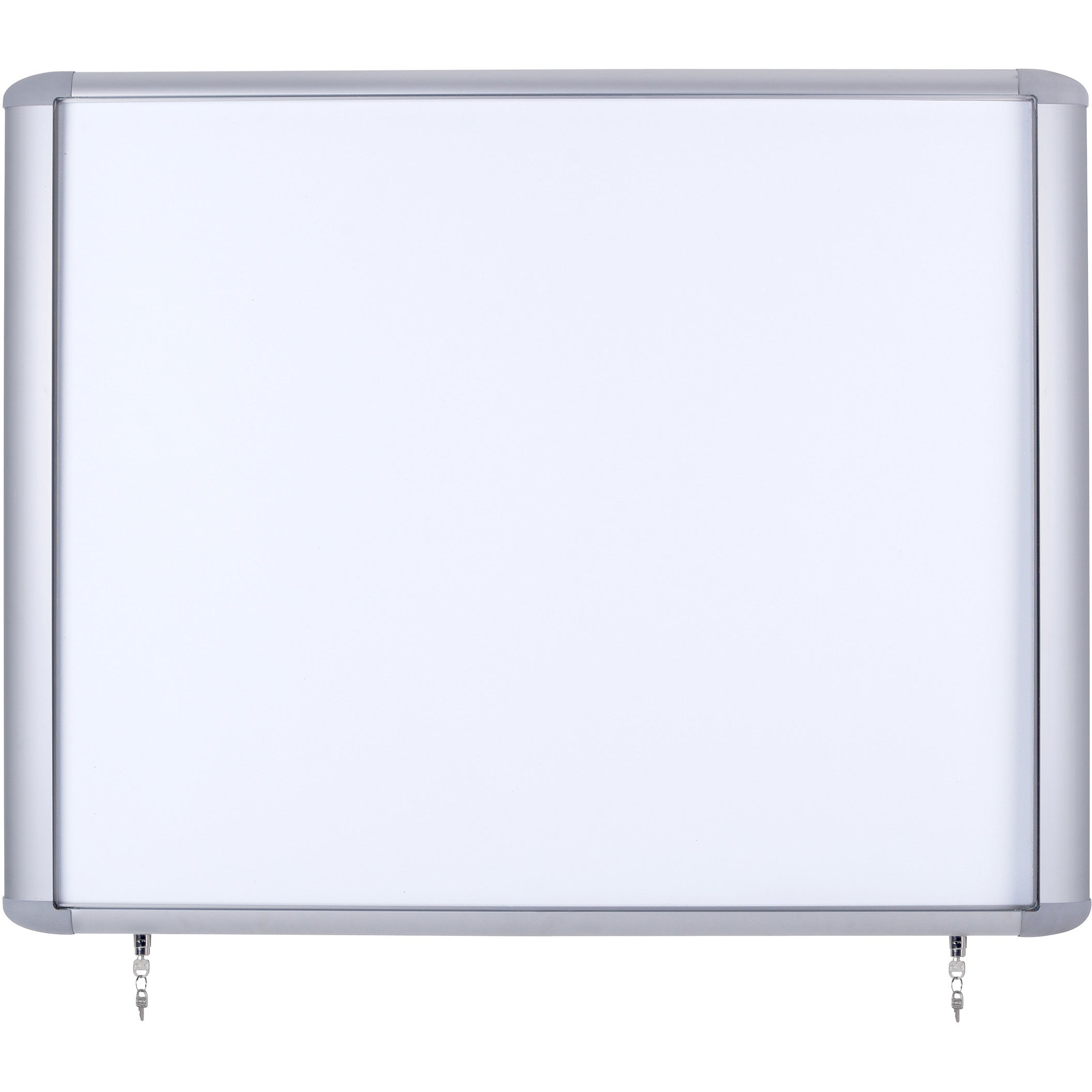 VT340609760 Outdoor Enclosed Top Hinged Door Locking Magnetic Dry Erase Board, Weather Resistant Wall Mounting Whiteboard, 27" x 32", Aluminum Frame by MasterVision