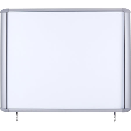 VT340609760 Outdoor Enclosed Top Hinged Door Locking Magnetic Dry Erase Board, Weather Resistant Wall Mounting Whiteboard, 27" x 32", Aluminum Frame by MasterVision