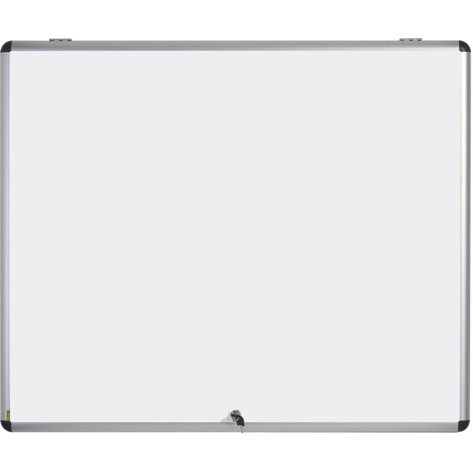 VT380109150 Slimline Enclosed Top Hinged Door Locking Magnetic Dry Erase Board, Wall Mounting Commerial Whiteboard, 38" x 45", Aluminum Frame by MasterVision