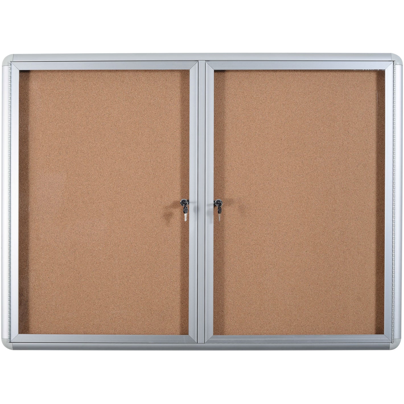 VT640101720 Enclosed Locking Swing Doors Cork Bulletin Board, Indoor Wall Mounting Message Corkboard, 36" x 48", Aluminum Frame by MasterVision