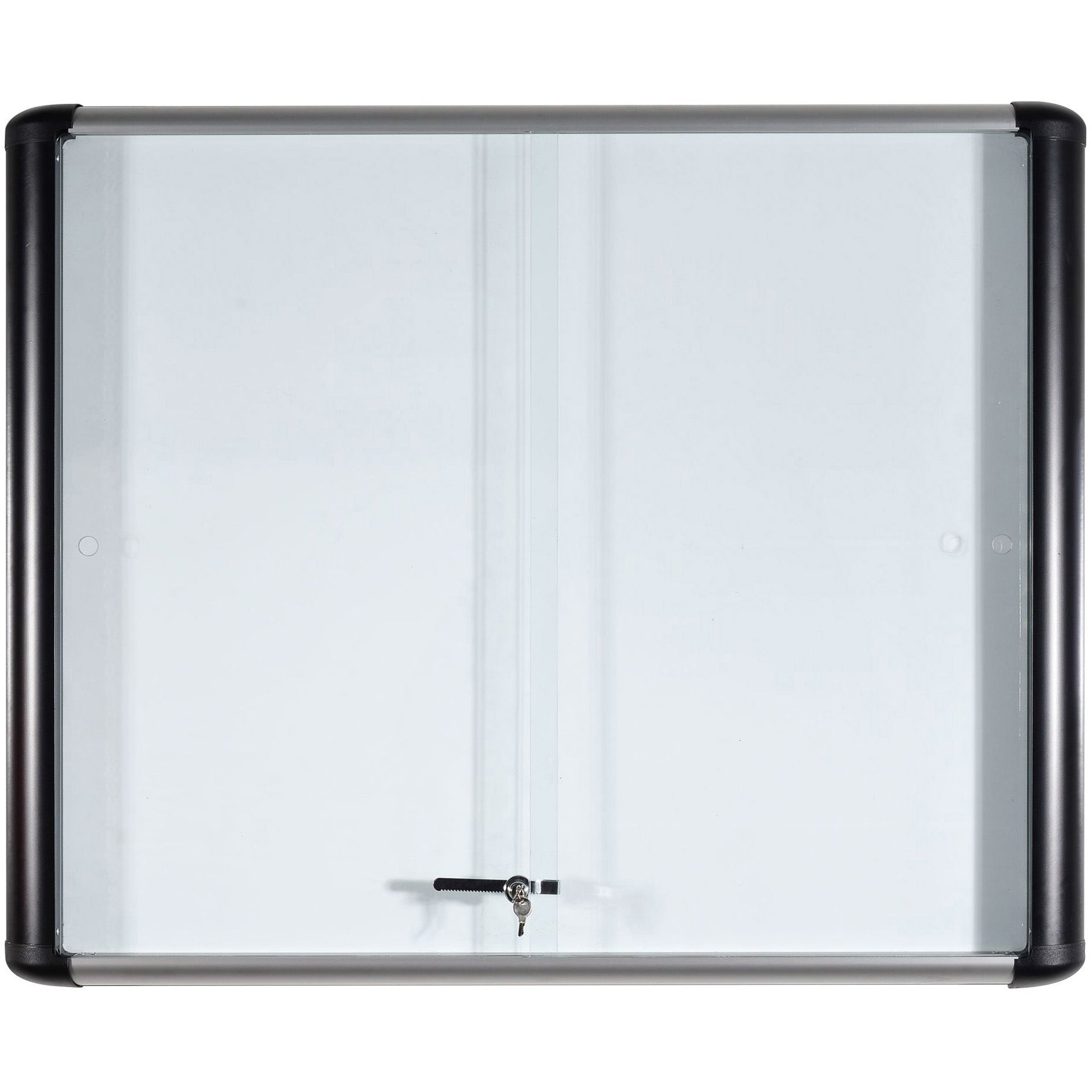 VT640109630 Enclosed Locking Sliding Doors Magnetic Dry Erase Board, Wall Mounting Commerial Whiteboard, 39" x 46", Aluminum Frame by MasterVision